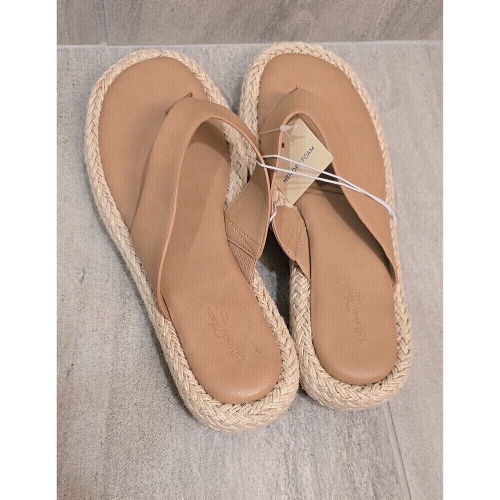 Universal Thread Espadrille Memory Foam Platform Flip Flops Size 6.5